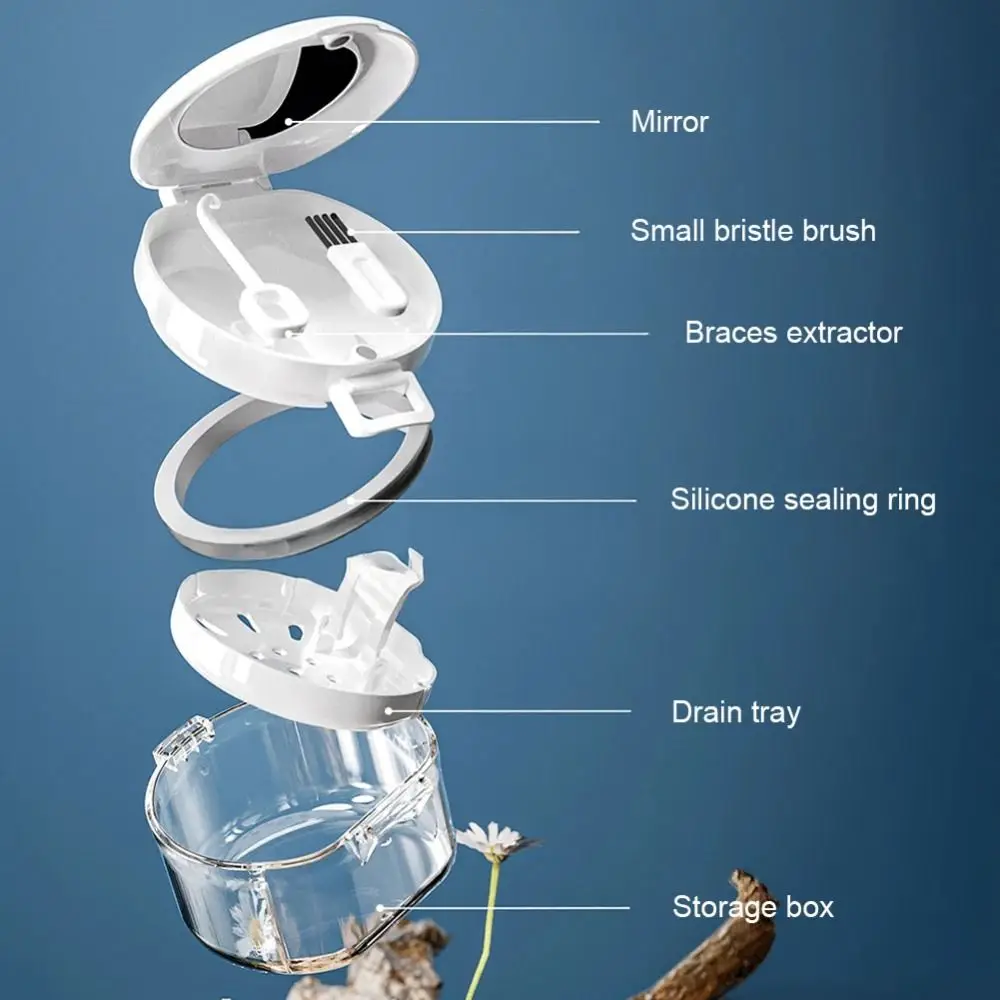 Dual-Layer Magnetic Retainer Case with Mirror and Drainage System