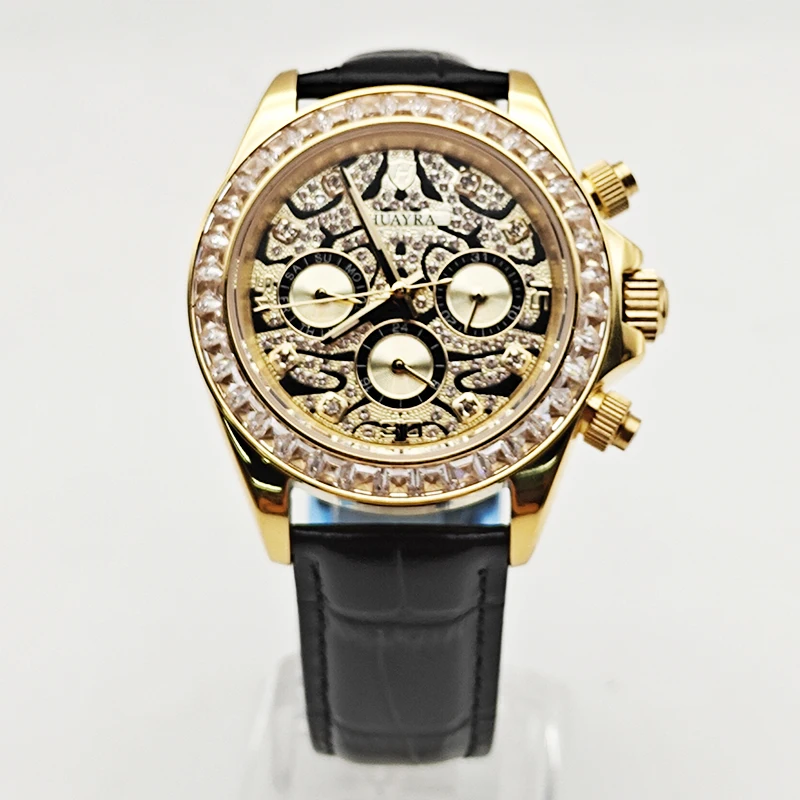 Fashion Mens Dainty Stainless Steel Watches Waterproof Classic Business Casual Watch Six-pin Diamond Dial