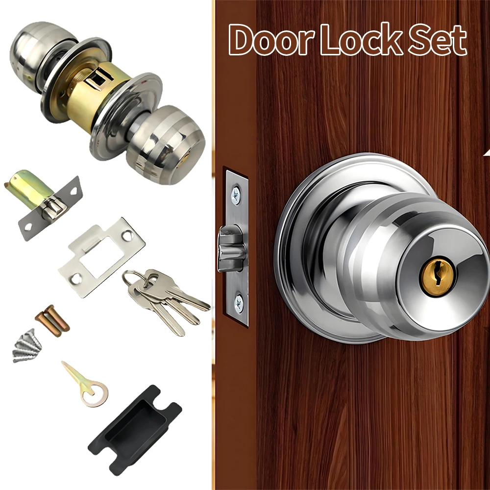 Aluminum Alloy Door Knobs Rotation Lock With Key For Bedrooms Living Rooms