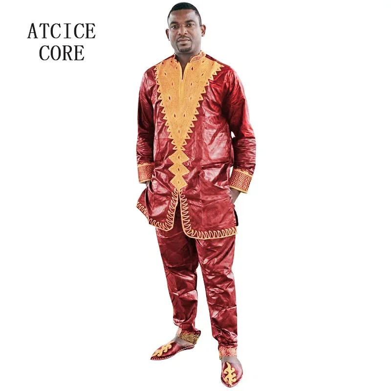 African Dresses For Women Men Suits Bazin Riche Embroidery Design Dress Men Top With Pants Together