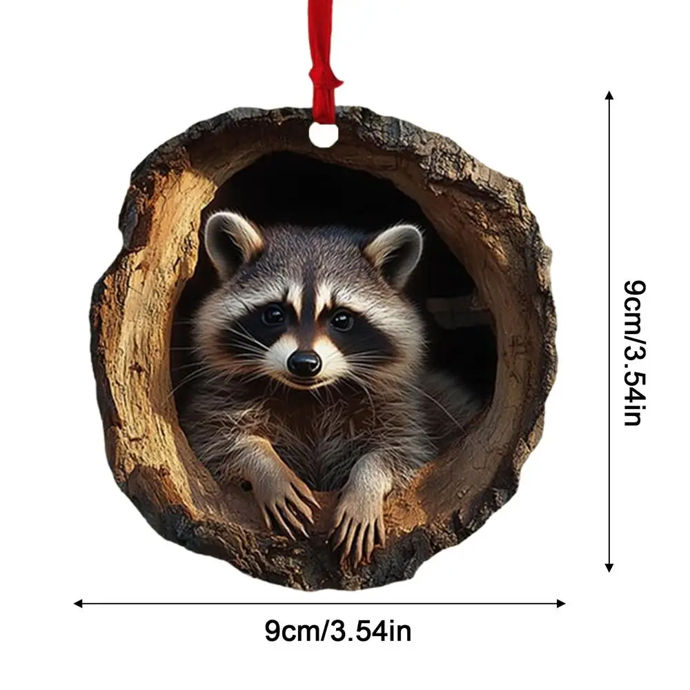Ornements De Noël Acrylique Animaux 2D - Lot Avec Raton Laveur, Hibou, Écureuil, Etc., Hauteur 3 Pouces, Pour Sapin Et Déco