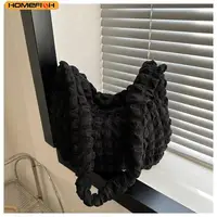 Sac bandoulière HOMEFISH avec design plissé, sac à bandoulière à carreaux brodés, sacs sous le bras, sacs fourre-tout matelassés simples de grande capacité 3