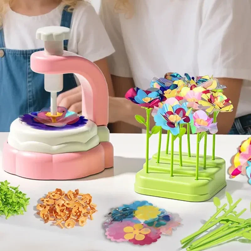 Fabric Flower Bouquets Toys DIY Craft Kits Toys for Kids Handmade Flowers Market Toy Girls Christmas Birthday Gift