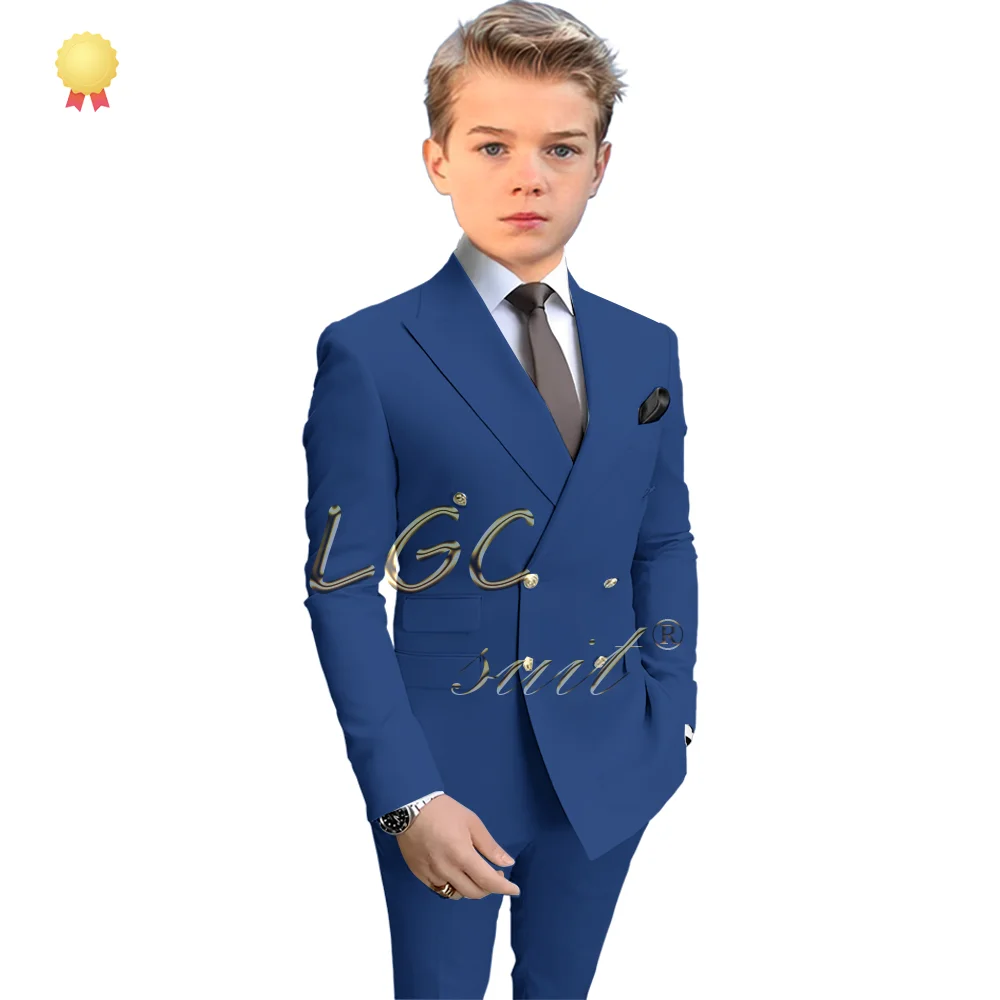 Children's gold double-breasted suit (jacket + trousers) suit for children aged 2~16 for wedding formal events boys formal suit set