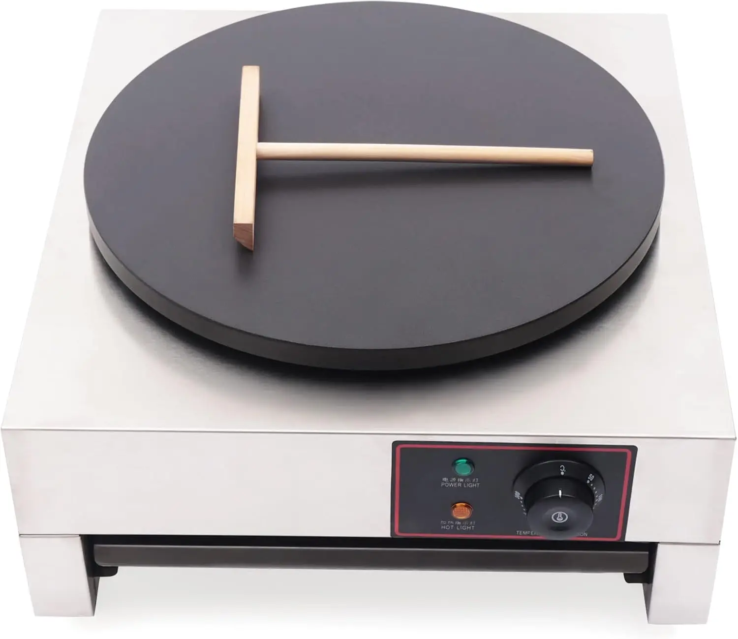 Electric Crepe Maker Pancake Machine, 1700W 16 Inch Griddle Machine 430 Stainless Steel Crepe Maker Machine Non-Stick 2