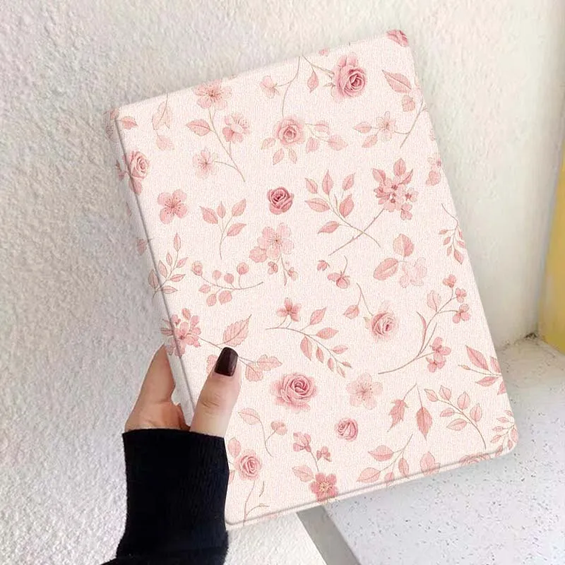 Cartoon Pink Flower Pattern Tablet Case