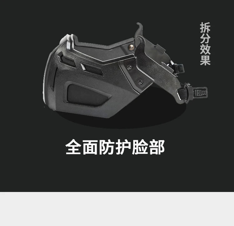 Taktische ABS PJ Helm Schwarz Camouflage Helm Abdeckung Tuch Schiene Montieren Visier Flip Up Brille Halbe Gesichtsmaske Set Jagd Zubehör – Detail 10
