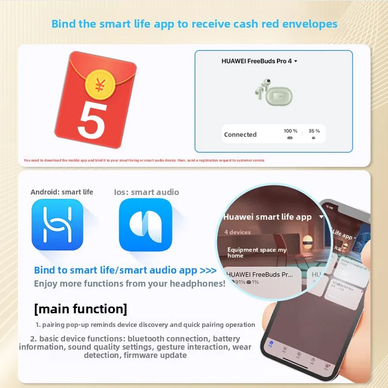 HUAWEI | Half-in-ear Long Battery Life Wireless Bluetooth Earphones