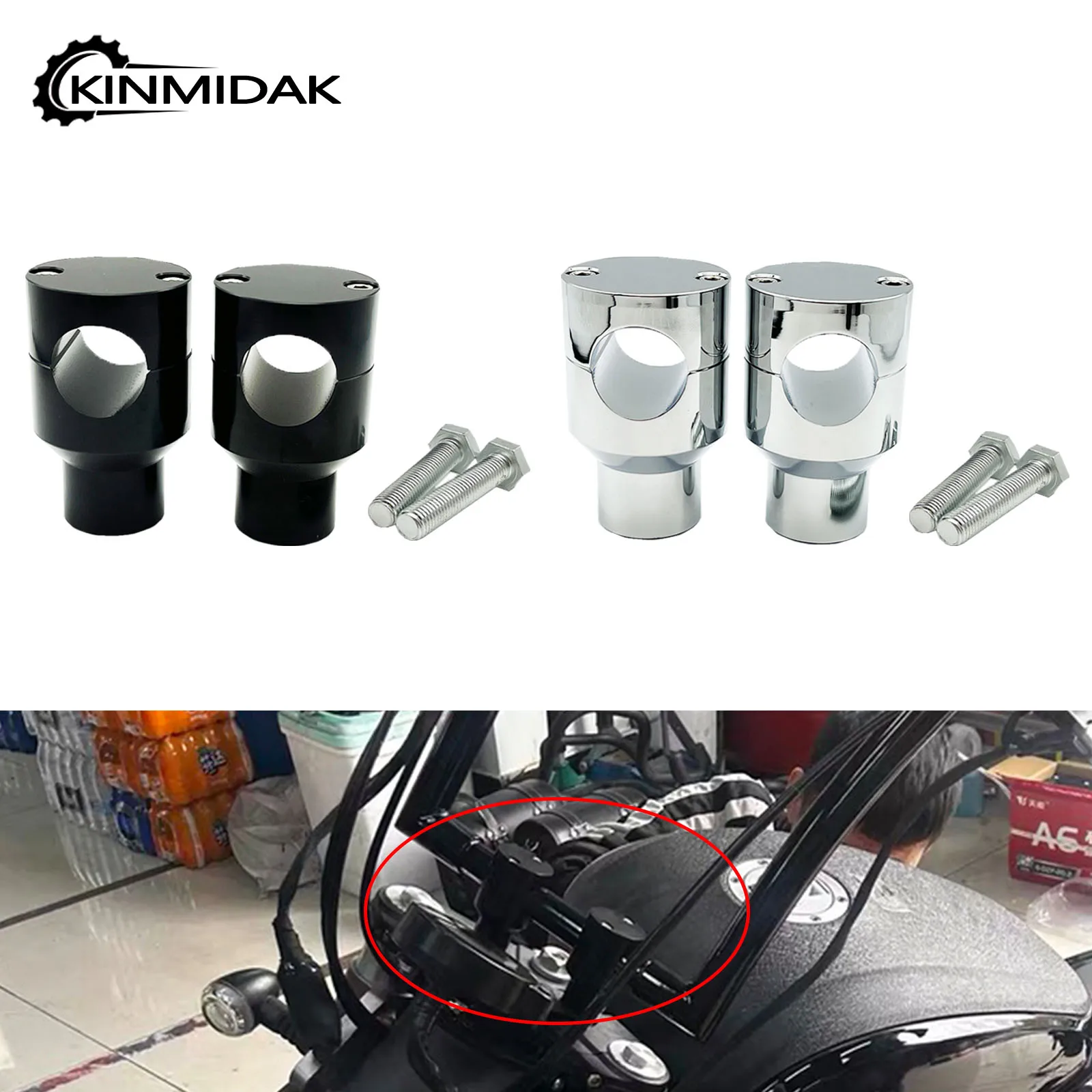 Moto Chrome Black 1 "7/8" Manubrio Riser Morsetto Di Montaggio Rialzato 25Mm 22Mm Per Harley Per Honda Per Yamaha Per Suzuki