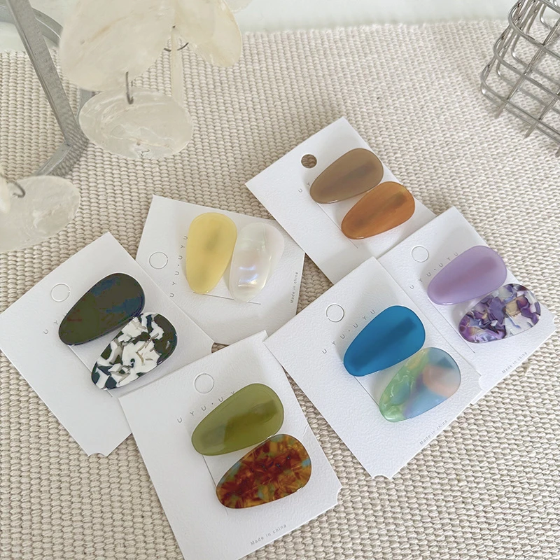 

2PCS/lot Korean Acetate Hair Clips Women Elegant Marble Pattern Hair Barrettes Girls Hair Accessories Hairclip Duckbill Clip New