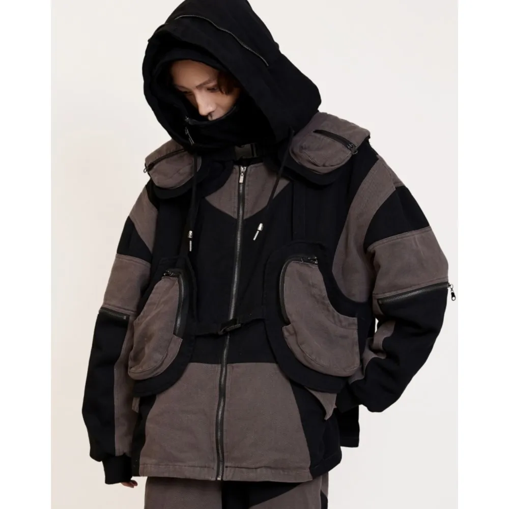 

Designer Fashion Brand Men's Dark Avant Garde Style Wasteland Techwear Niche Jacket down