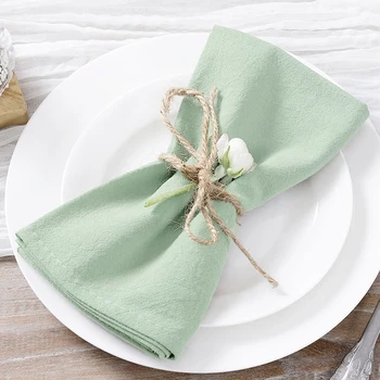 Serviettes en tissu de mariage 30x45cm, 4 pièces, tissu en coton vert sauge, pour dîner, cuisine, thé, tapis Design de Table, décoration de noël 1