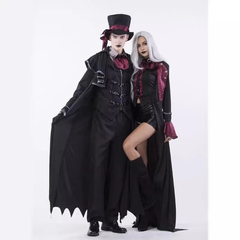 Halloween Vampire Couple Costumes Mens Bloody Handsome Costume Womens Steampunk Vampiress Uniforms Blood Countess Kits