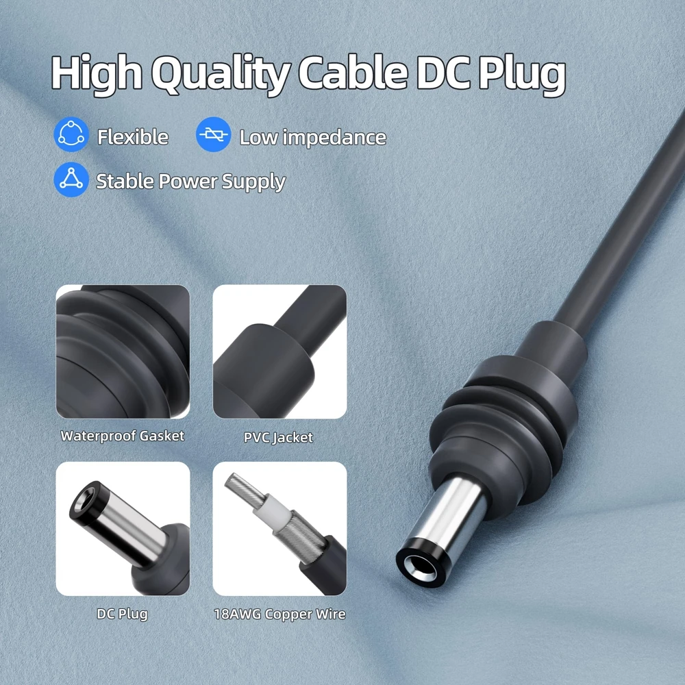 For Starlink Mini DC Power Cable For Dewalt 18V-20V Battery Adapter 18AWG Cable Plug and Play for Starlink Mini Accessories power adapter power cable