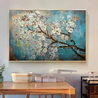 Mintura,Large Handpainted Blue Tree Flower Oil Painting On Canvas,Morden Home Decoration,Art Poster,Wall Picture,Room Decor,Gift 3