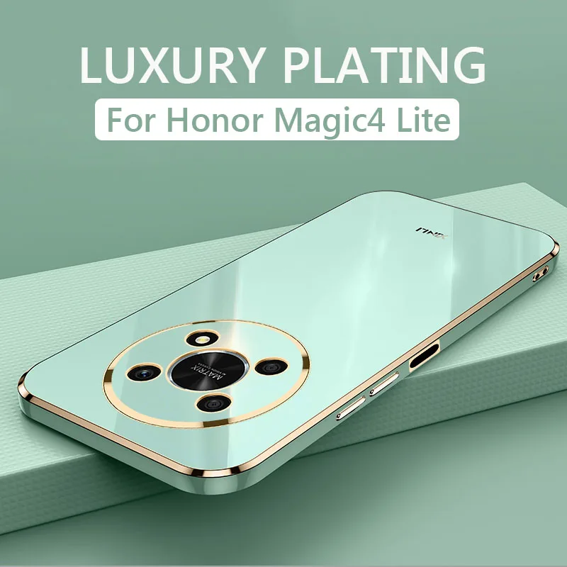 Cassa del telefono di placcatura quadrata di lusso per Honor Magic4 Lite Magic4 Pro Magic 4 Lite Pro 5G Cover posteriore in silicone TPU antiurto_voghion.com
