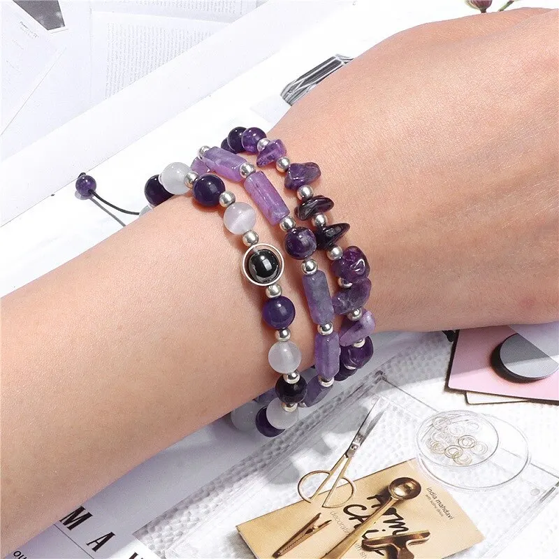 Amethyst Healing Bracelet Set for Wellness and Mindfulness