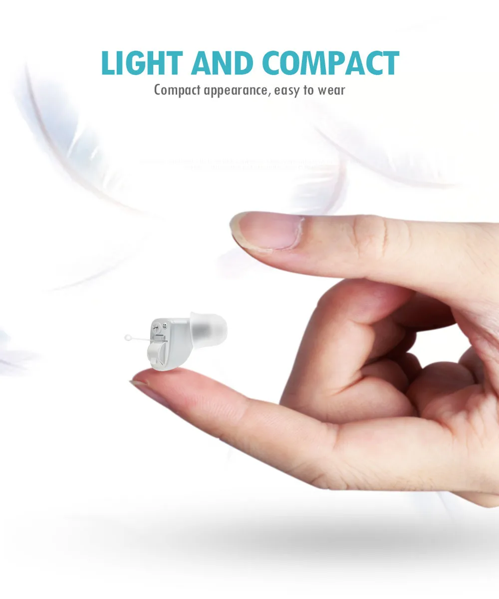 JINGHAO Mini Hearing Aids Sound Amplifiers CIC Sound Voice Amplifier Mini Aids for Elderly White 4