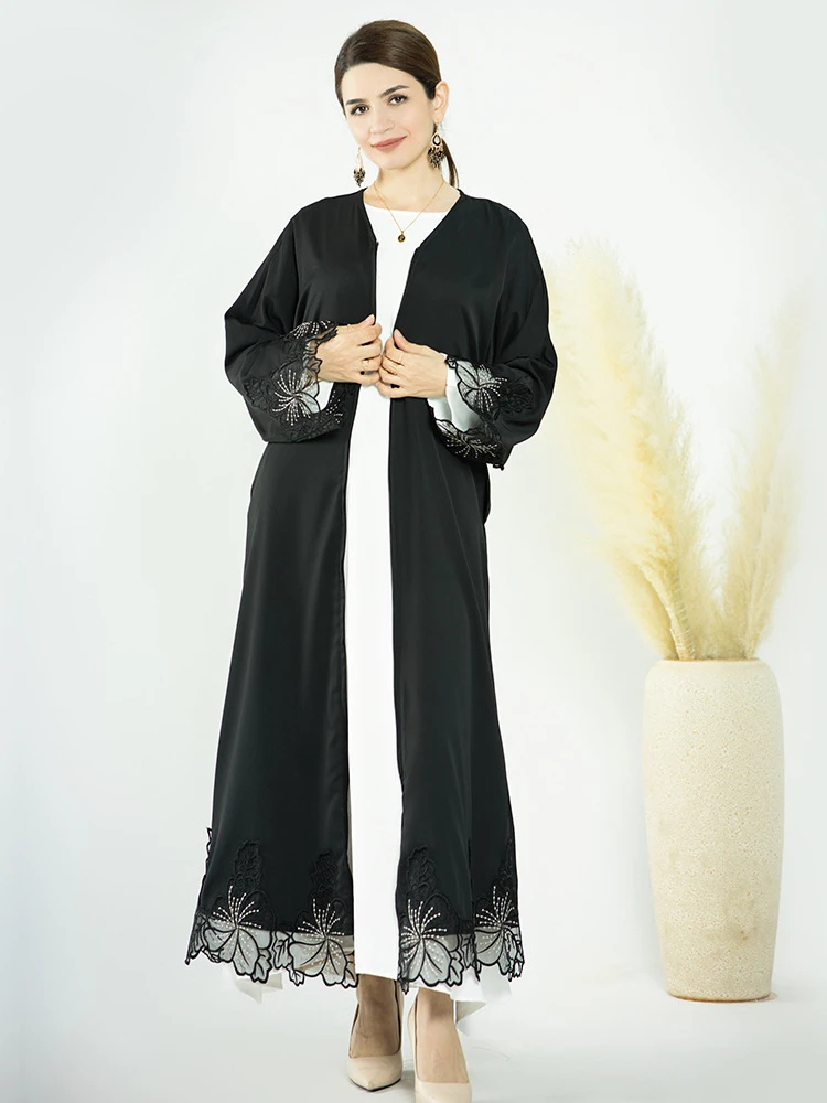 

Party Eid Muslim Abaya Women Lace Morocco Dress Abayas Elegant Prayer Abayas Long Sleeve Robe Ramadan Musulman Maxi Vestidos