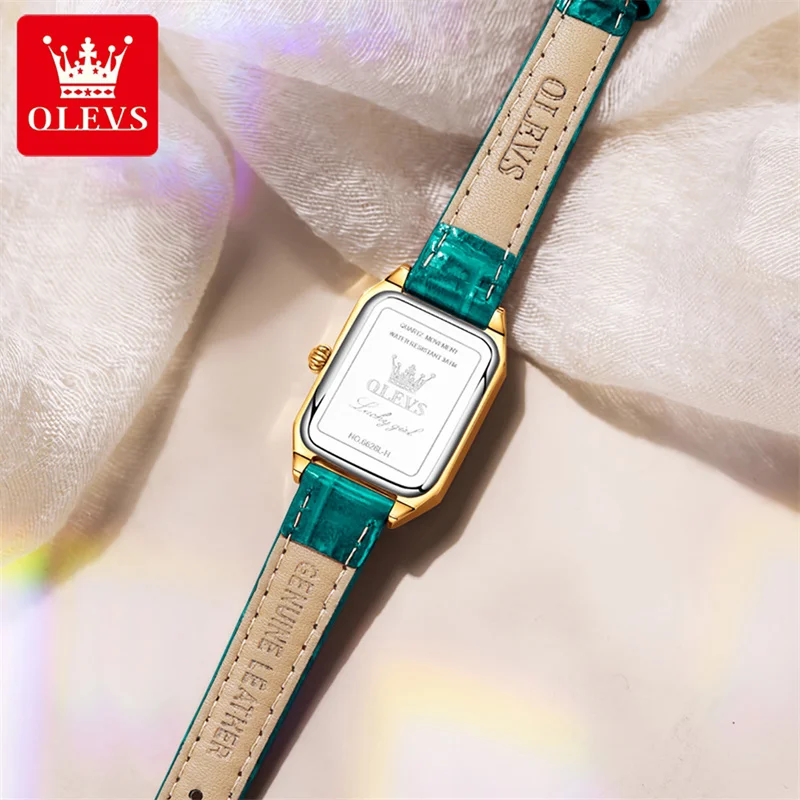 OLEVS New Top Brand Fashion Green Women Watches Elegant Luxury Leather Ladies Watch Relogio Feminino Woman Quartz Wristwatch
