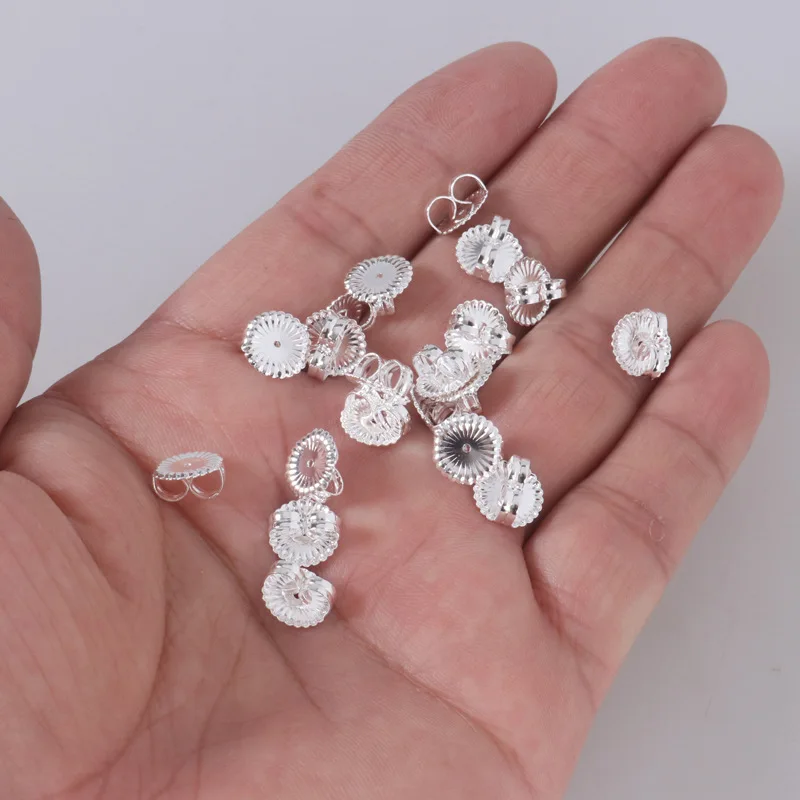 10 Stück/Los 925 Silber 8 Karat Gold Kupfer Blume Ohrring rücken für Ohrringe Schmuck hypo allergen Ersatz sichere Ohrring heber – Detail 1