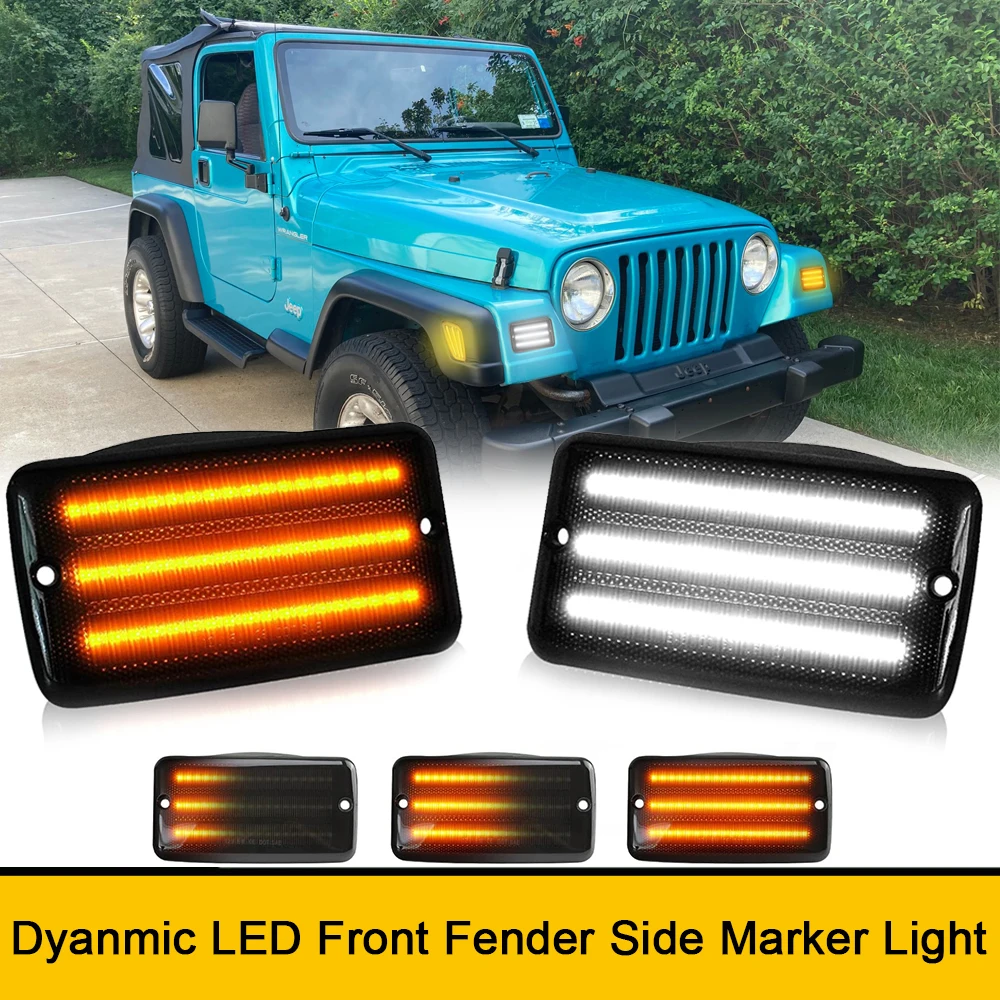 

2x LED Front Bumper Side Marker Flashing Lights For Jeep Wrangler TJ 1997-2006 Car DRL Daytime Running Indicator Lamp Blinker