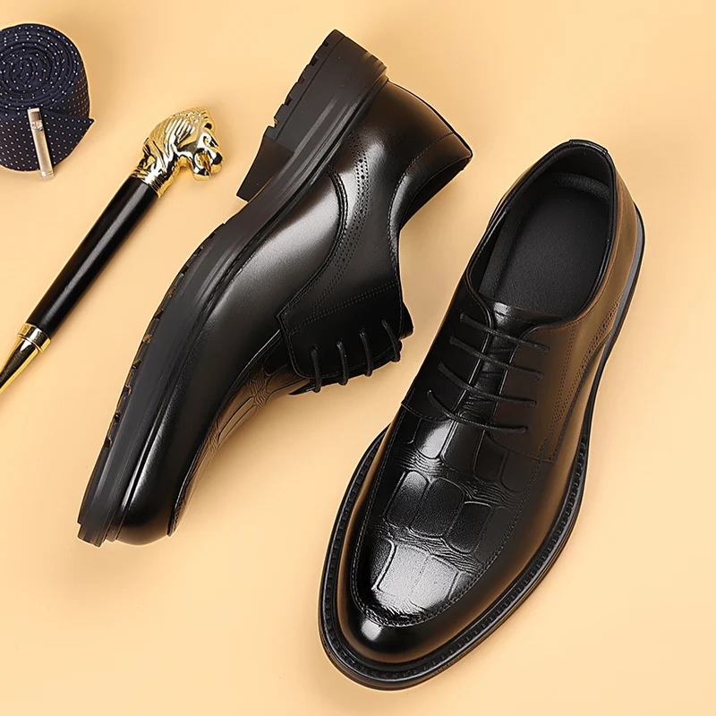 أحذية مكتب أكسفورد للرجال على الموضة عالية الجودة كاجوال من الجلد بمقدمة مستديرة مصممة للأعمال أحذية مشي خارجية