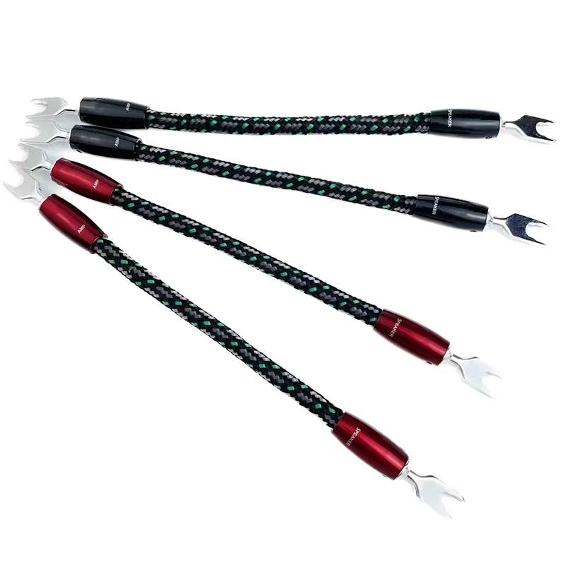 

4Pcs Rocket 88 Speaker Jumper Cable HiFi Audio Line Silver Plated Red Copper Banana & Spade Plug
