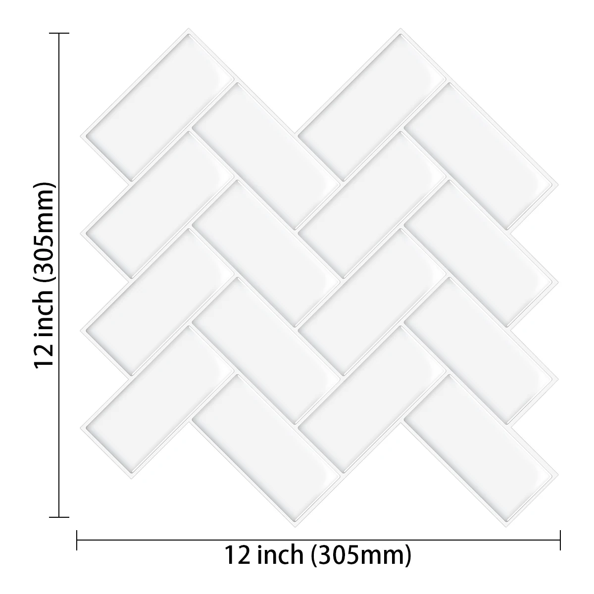 Herringbone Kitchen Backsplash Waterproof DIY Wall Tiles Self Adhesive Wall Sticker