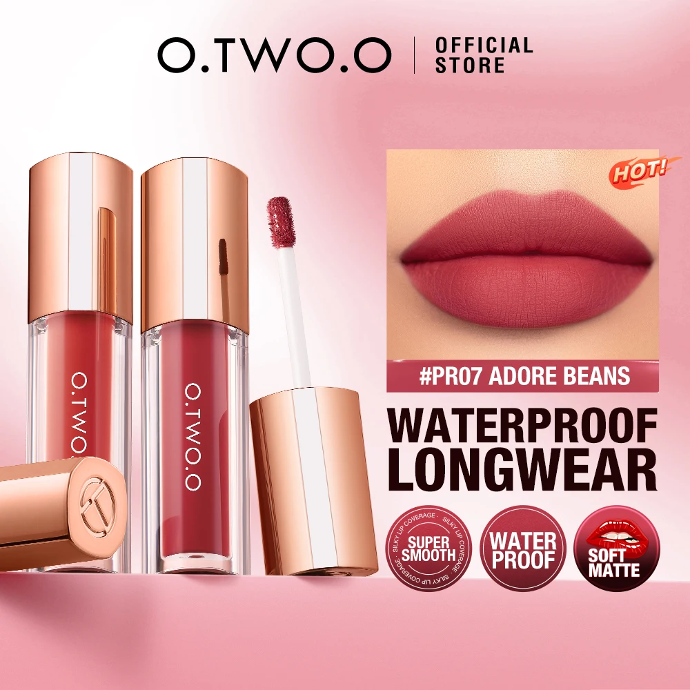 Lip Tint O.TWO.O Lipstick Matte 24H Stay Color-Locking Ultra-Lasting Waterproof Transfer-Proof Glossy Satin Glaze Makeup