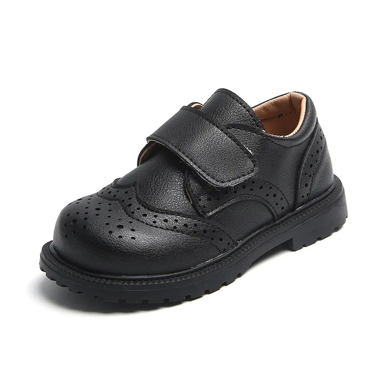 Zapatos Nina 영국 소년 가죽 신발 레트로 중공 부드러운 단독 소녀 신발 클래식 솔리드 키즈 신발 파티 웨딩 플랫 캐주얼 소년 신발