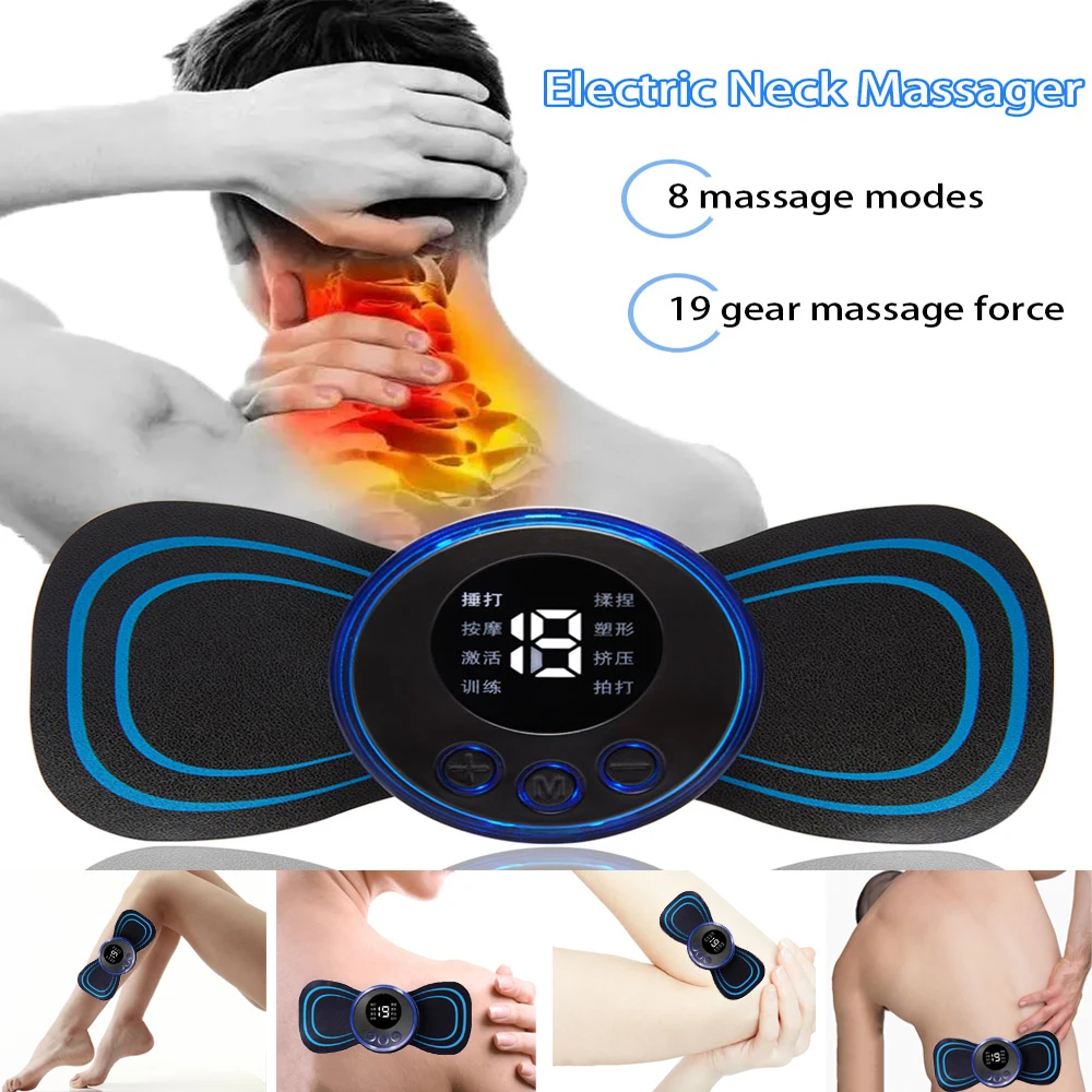 Cheap Electric EMS Neck Massager Mini Cervical Back Muscle Pain
