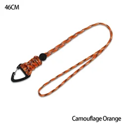 Braided Nylon Paracord Keychain with Metal Triangle Buckle and Carabiner (46cm- Orange)