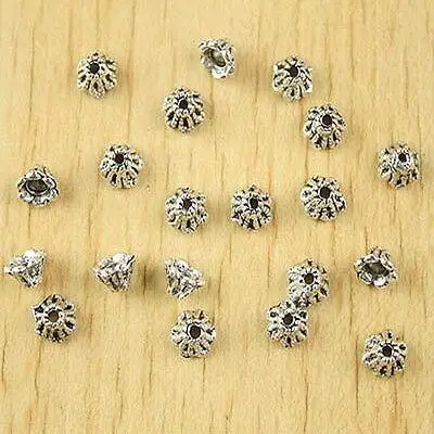 

100pcs 6.3mm hole:0.4mm Tibetan silver flower beads cap h2723