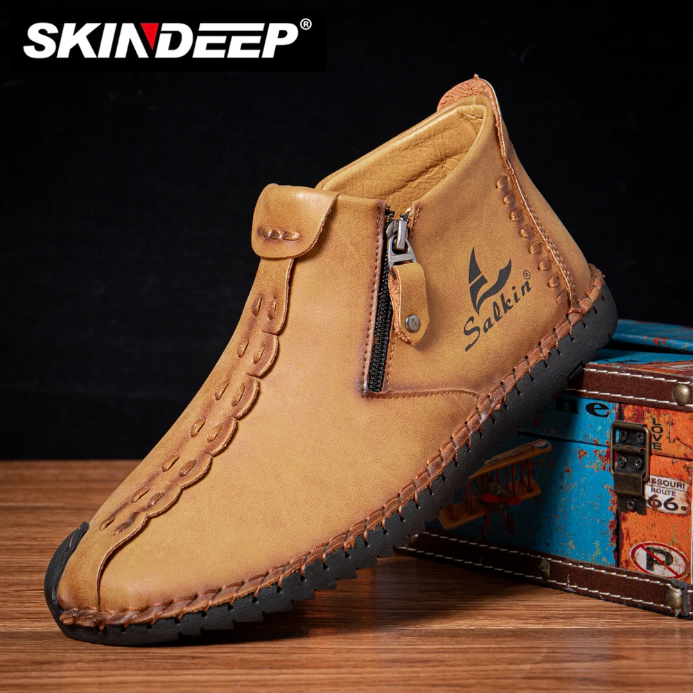 SKINDEEP-Mocassins Confortables en Cuir Souple pour Homme, Chaussures Décontractées, Nouvelle Collection, Offre Spéciale