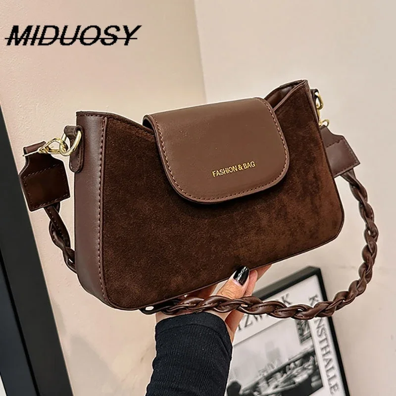 

Bag for Women 2023 New Solid Color Retro Frosted Special-Interest Design Shoulder Messenger Bag High-Grade Small Square Bag