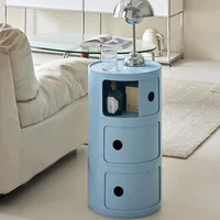 Nordic Bedside Cabinet Small Round Modern Plastic Storage Cabinet Narrow Cabinet Multi Layer Side Cabinet for Living Room 4