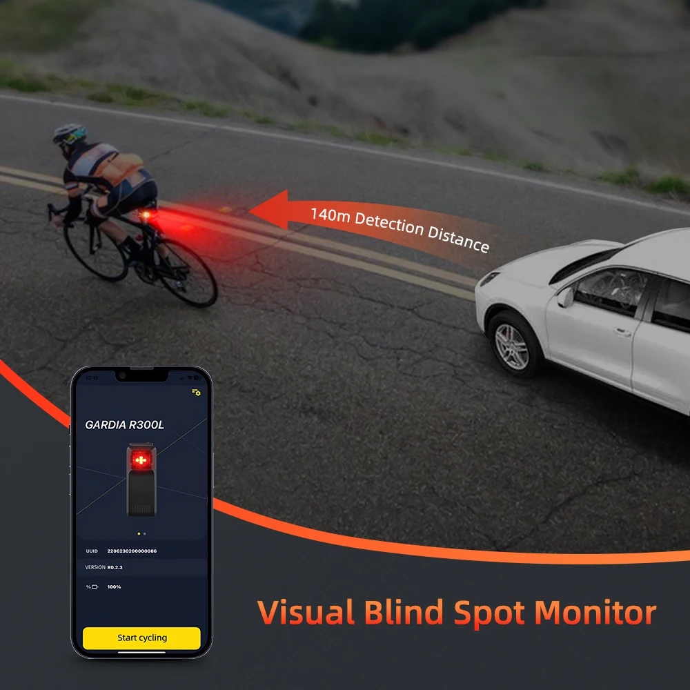 Bicycle Taillight Camaroca W100 Bicycle Rearview Radar Cycling Radar Tail Light Brake Sensing Lamp Saddle Seatpost Ebike Waterproof