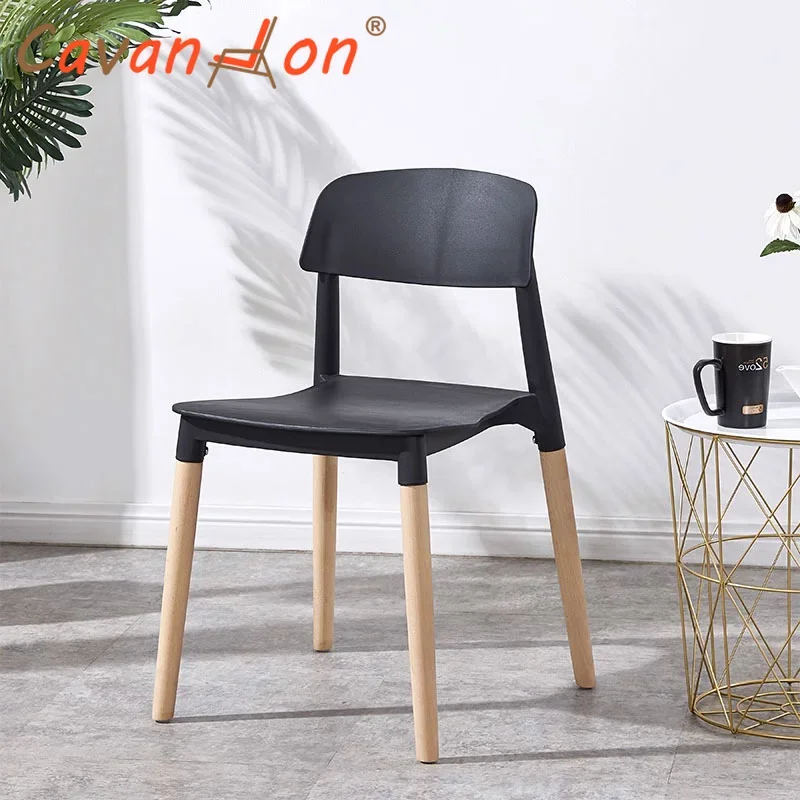 Modern Salon Wooden Dining Chair Nordic Plastic Dining Room Chair Cafe Conference Minimalist Sillas Para Comedor Furniture