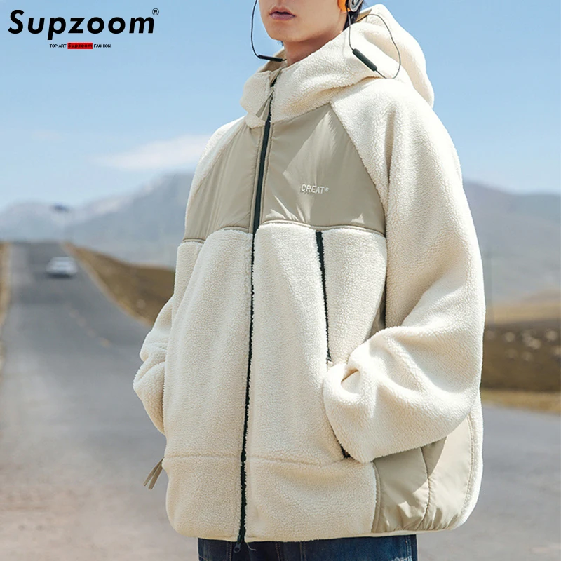 

Supzoom 2023 Top Fashion New Arrival Solid Casual Youth Embroidery Trend Loose Slim Warm Cotton Coat Winter Faux Fur Jacket