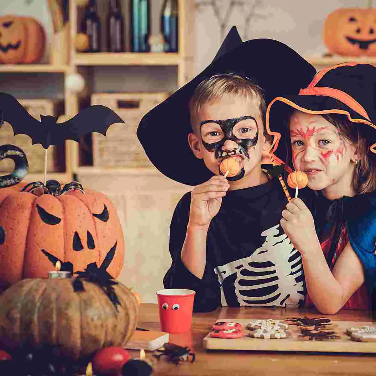 50pcs Paper Straw Spider Bat Shape Straws Halloween Decoration Straws for Party