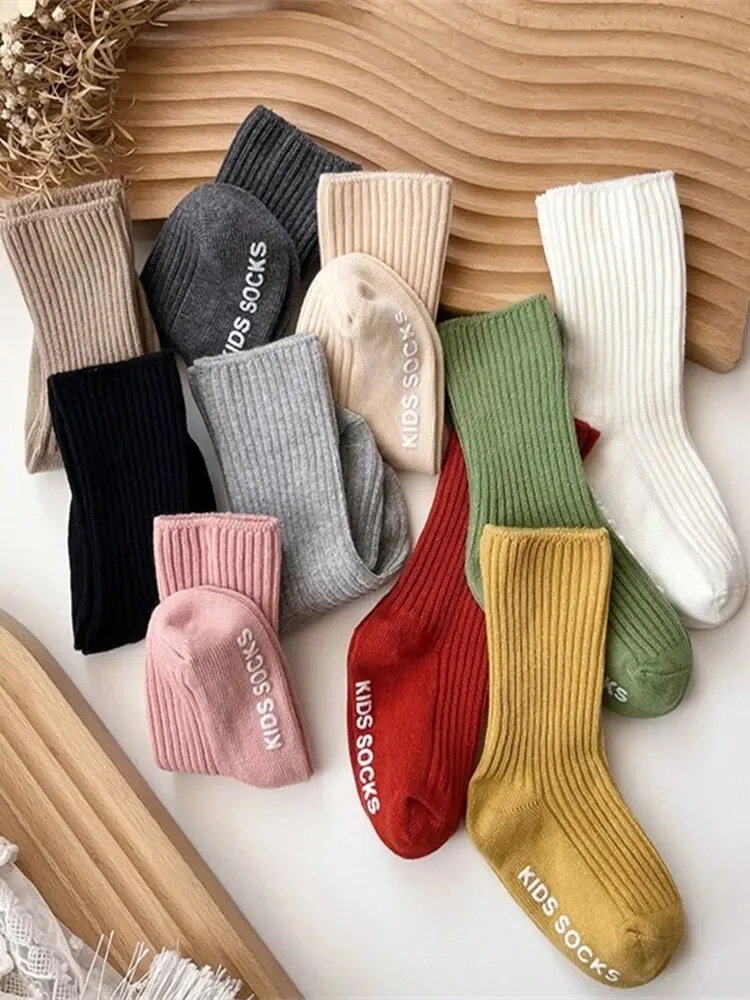 Baby Socks 3Pairs/Lot Boys Girls Cotton Stripe Soft Non-Slip Rubber Grips Floor For 0-3 Years