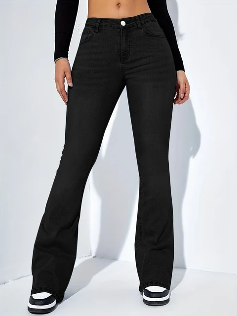 Jean femme taille haute stretch pantalon évasé confortable pantalon en jean 5