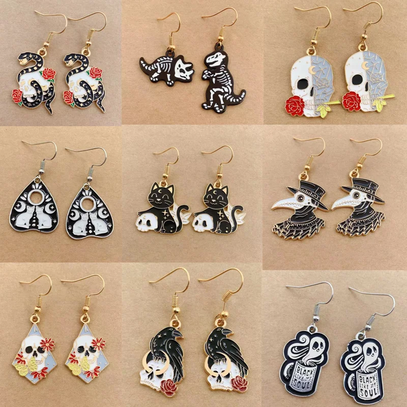 Earrings for Women Girls Drop Dangle Teens Charm Party Halloween Skull Cross Horror Skeleton Death Bat dangle earrings drop earrings cross earrings