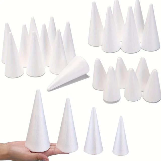 6pcs White Cone Shaped Polystyrene Foam Diy Home Decoration, 6cm/2.36in,  8cm/3.15in, 11cm/4.33in,15cm/5.91in, Polystyrene Foam Cone, Creative Diy  Decoration, Wedding Decoration Diy Cone Handmade Materials, Diy Decorative  Accessories