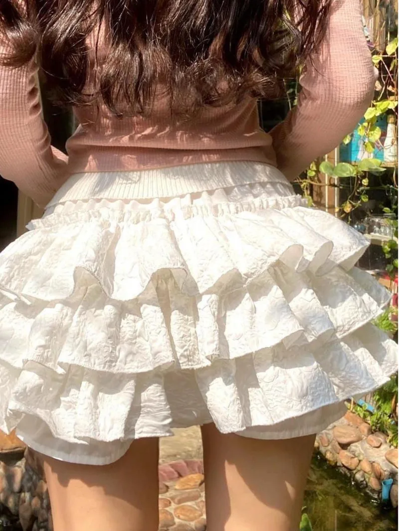 

Spring and Autumn New Ballet Style Small Girl Feeling Soft Girl Versatile Cake Skirt 3D Wrinkled Puff Skirt Pumpkin Pants KTI8