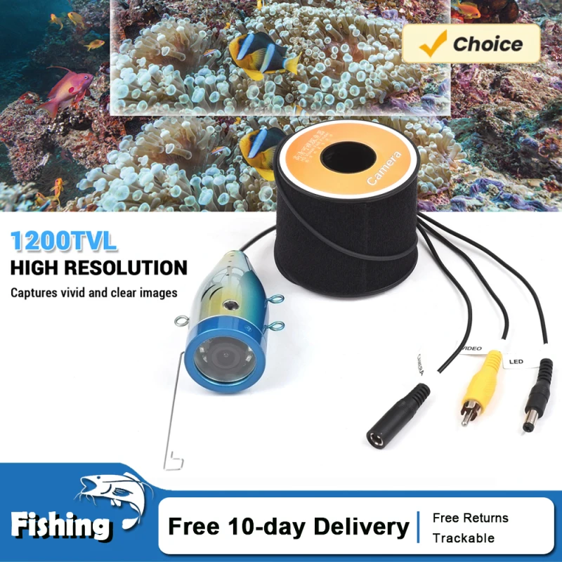 Underwater Fishing Camera 12 IR LED Lights IP68 Waterproof Fishing Camera with 15M/30M/50M Cable for Fish Finder 1200TVL Pixels