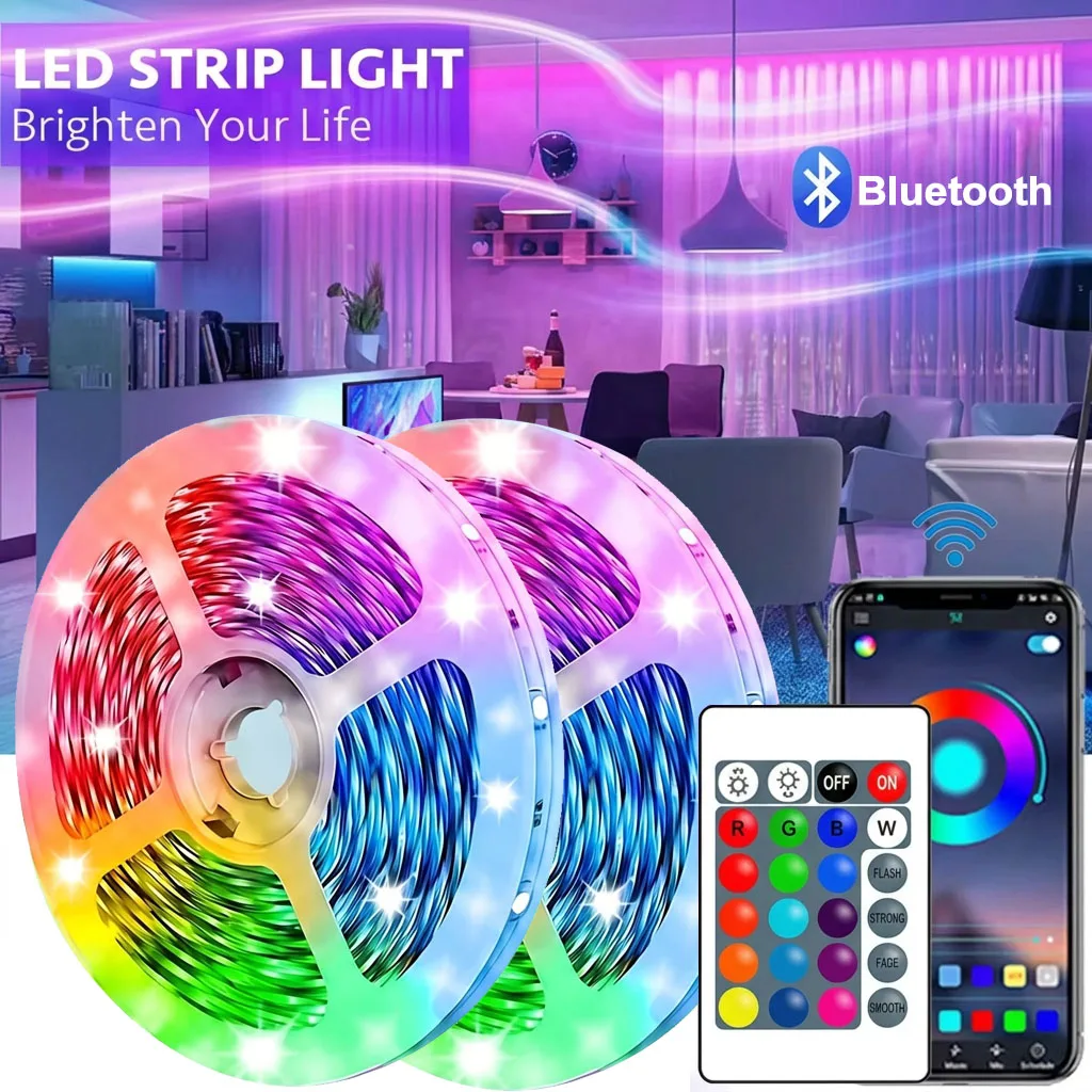 DC24V Smart Led Strip Lights RGB Music Sync Color Changing Led Lights with Smart App and Remote Control Led Lights for Bedroom Room Lighting Flexible Home TV Backlight Decor