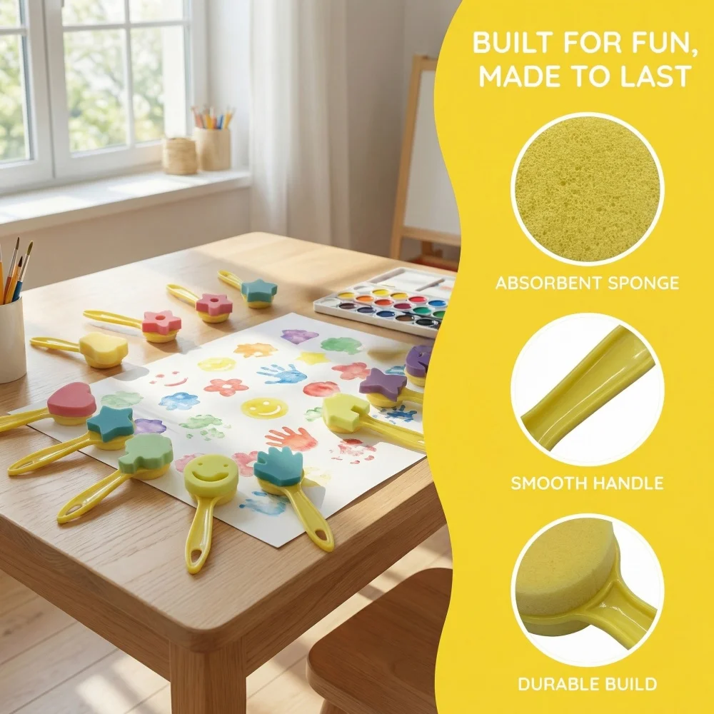 12Pcs 모양 스폰지 페인팅 스탬프, 하트 스타 꽃 패턴, 어린이를 위한 재사용..