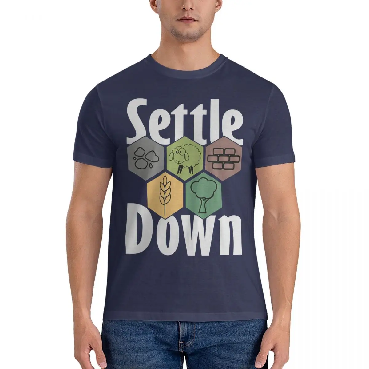 Camiseta de juego para hombre C-Catan, de algodón puro, divertida, de manga corta y cuello redondo, estampada.